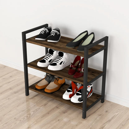 In And OutdoorMatch Schoenenrek Alan - 70x66x36 cm - Eiken Antiek en Antraciet - 70x66x36 cm - Modern Design shoe rack