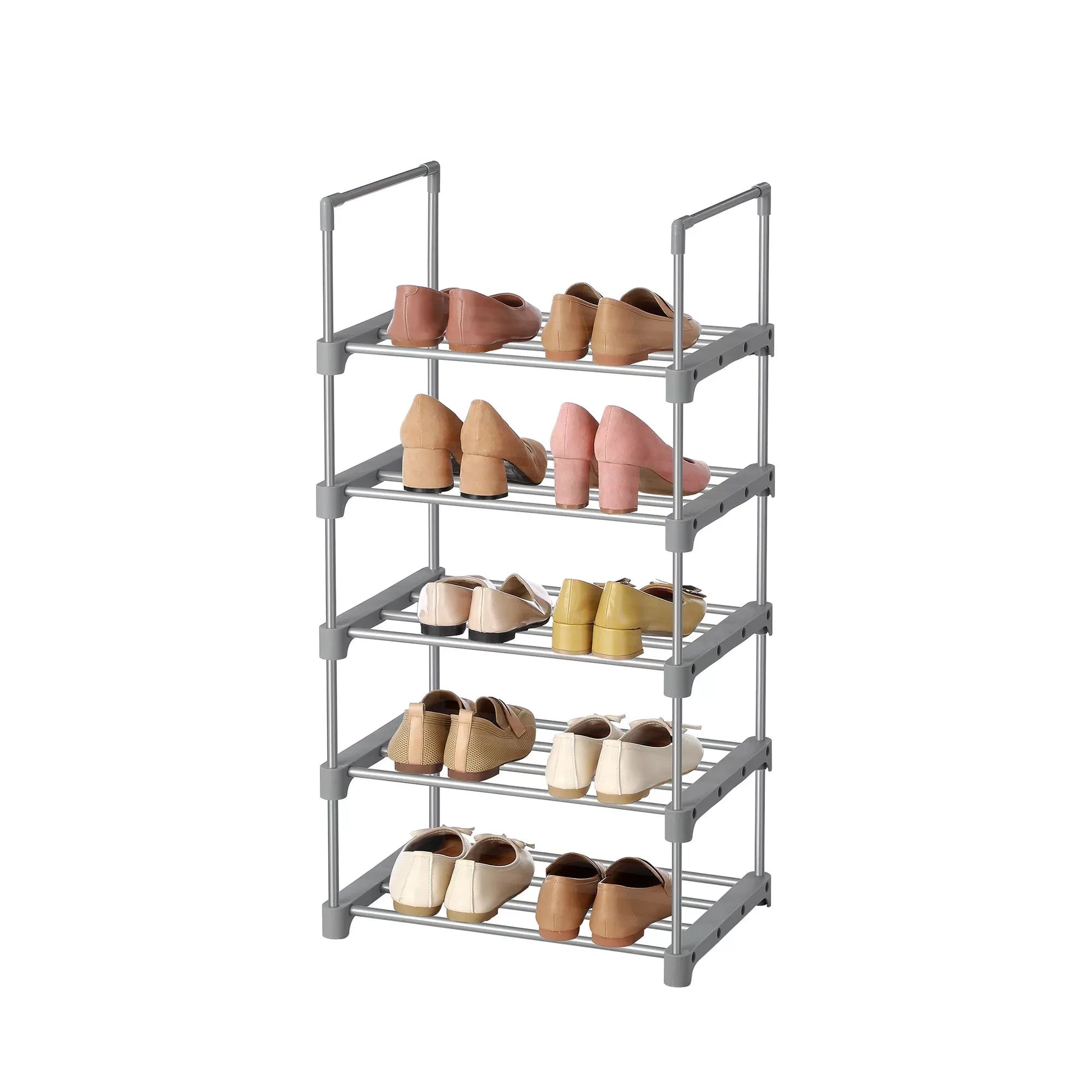 In And OutdoorMatch Schoenenrek Albie - Metalen Schoenenrek - Stapelbaar - Ruimtebesparend - Schoenenopberger - Multifunctioneel - Staande Plank - Voor Hal - Slaapkamer - Woonkamer - Grijs shoe rack