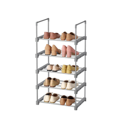 In And OutdoorMatch Schoenenrek Albie - Metalen Schoenenrek - Stapelbaar - Ruimtebesparend - Schoenenopberger - Multifunctioneel - Staande Plank - Voor Hal - Slaapkamer - Woonkamer - Grijs shoe rack