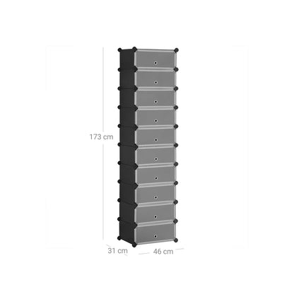 In And OutdoorMatch Schoenenrek Cathryn - Zwart - 20 paar schoenen - Schoenenkast - Hoogte 173cm shoe rack