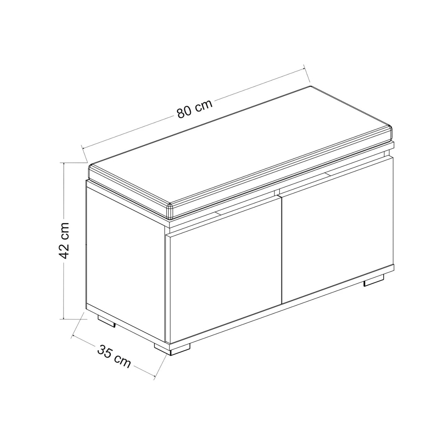 In And OutdoorMatch Schoenenrek Jeromy - 42x80x35 cm - Wit - Gestoffeerde Zitting - Spaanplaat en Stof - Stijlvol Design shoe rack