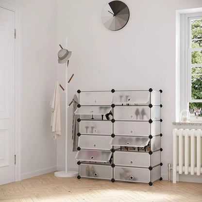 In And OutdoorMatch Schoenenrek Marty - Wit - 24 paar schoenen - Schoenenkast - Hoogte 105 cm shoe rack