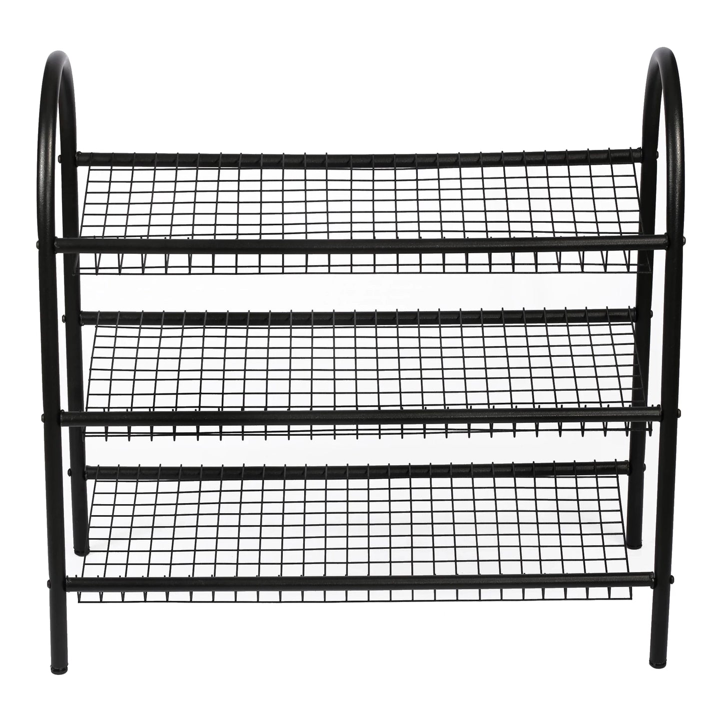 In And OutdoorMatch Schoenenrek Pori - Met 3 Planken - 69x68.5x32cm - Metaal - Zwart shoe rack