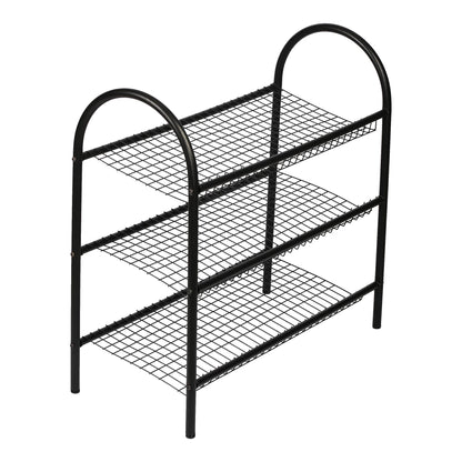 In And OutdoorMatch Schoenenrek Pori - Met 3 Planken - 69x68.5x32cm - Metaal - Zwart shoe rack