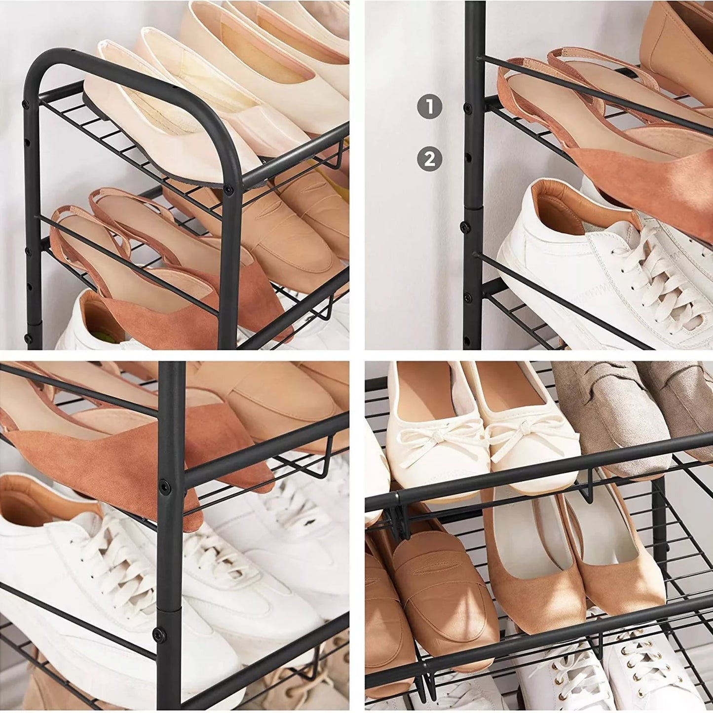 In And OutdoorMatch Schoenenrek Rosetta - Metaal - 16 paar schoenen - Schoenenkast - Hoogte 65cm shoe rack