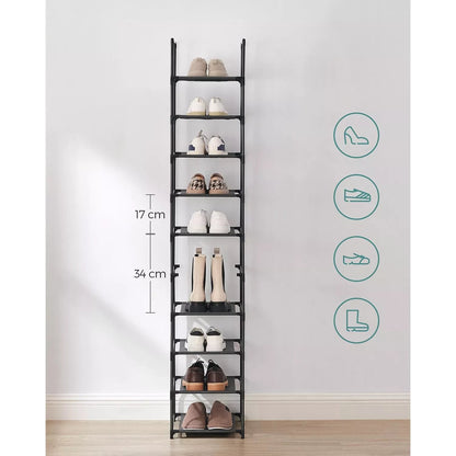 In And OutdoorMatch Schoenenrek metaal Cordie - 10 paar schoenen - Schoenenkast - 33x33x173 cm shoe rack