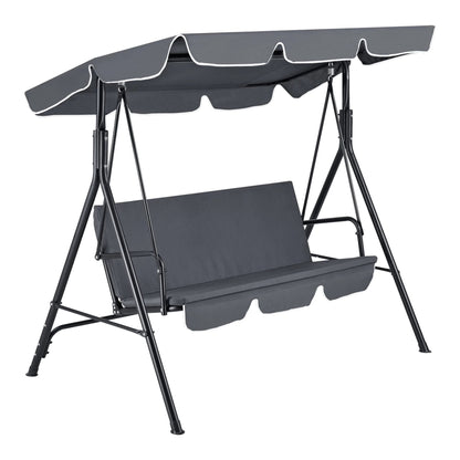 In And OutdoorMatch Schommelbank Wilbert - 3-Zits - Max 270 kg - Donkergrijs - Staal en Polyester - Waterafstotende hoes Garden Bench