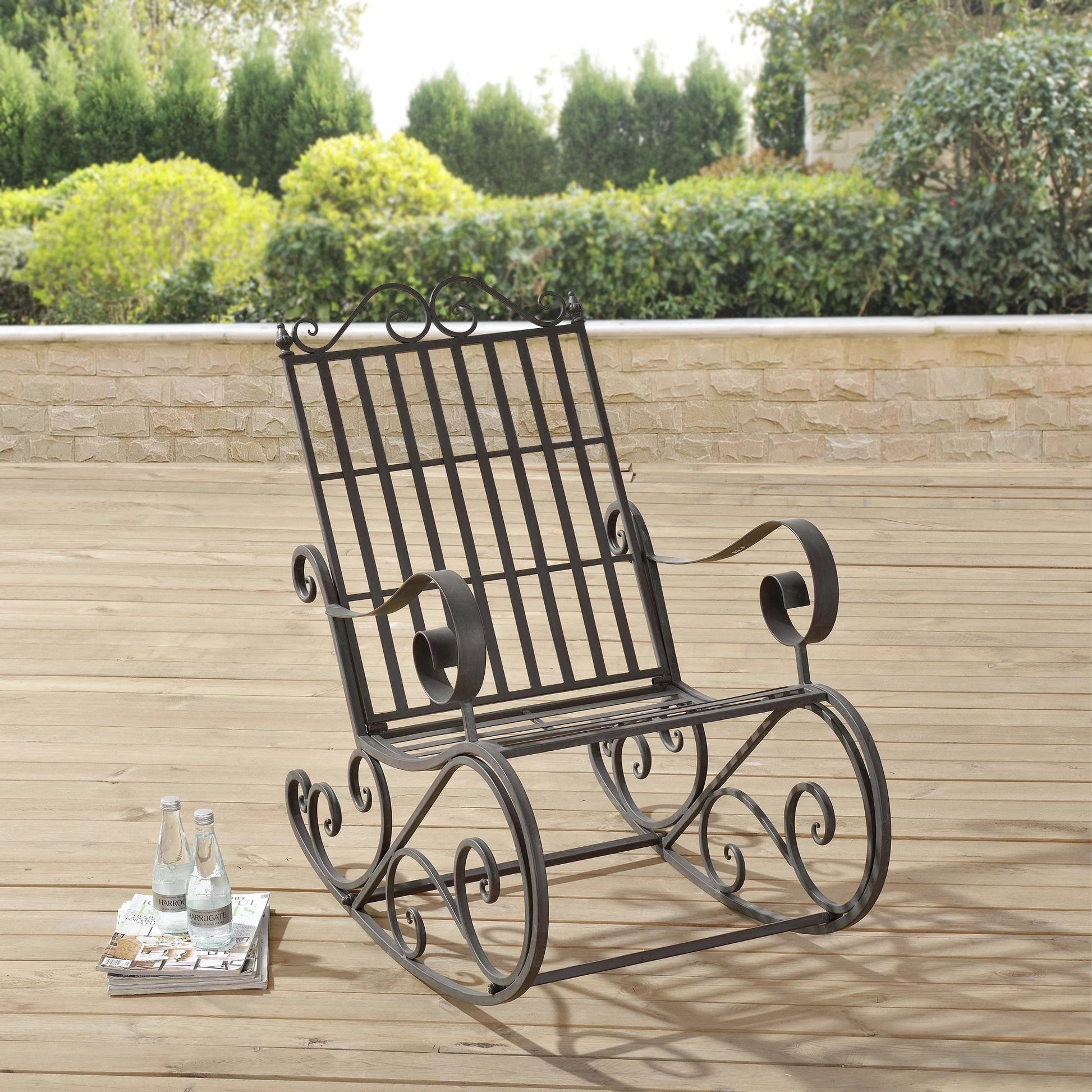 In And OutdoorMatch Schommelstoel Reina - Metaal - 92x59x90 cm - Groen - Weerbestendig - Stabiel Mental Swing Bench - Klassiek Design Garden Chair