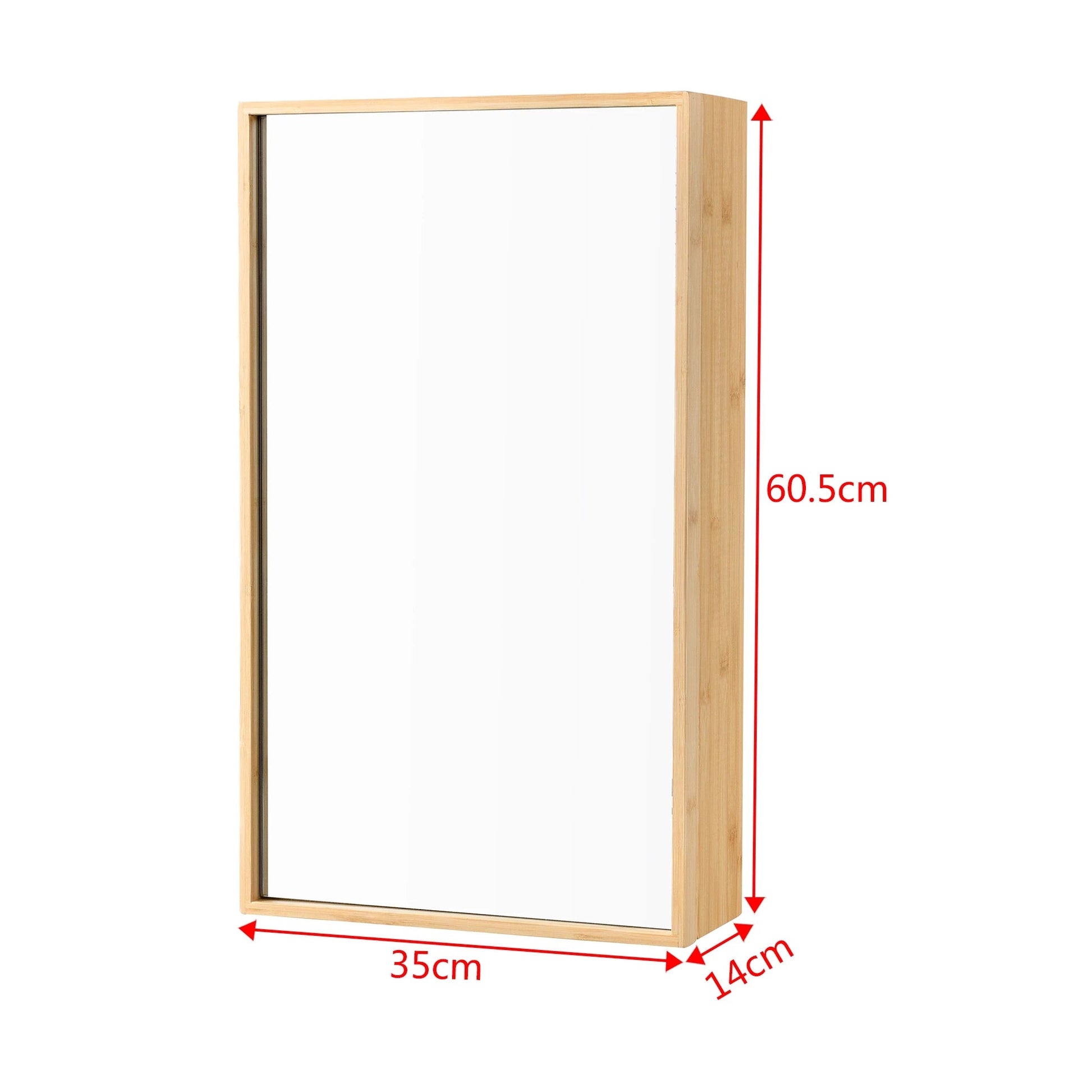 In And OutdoorMatch Spiegelkast Cortez - Bamboe en Glas - 60,5x35x14 cm - Houtkleur - Stijlvol design Mirror cabinet