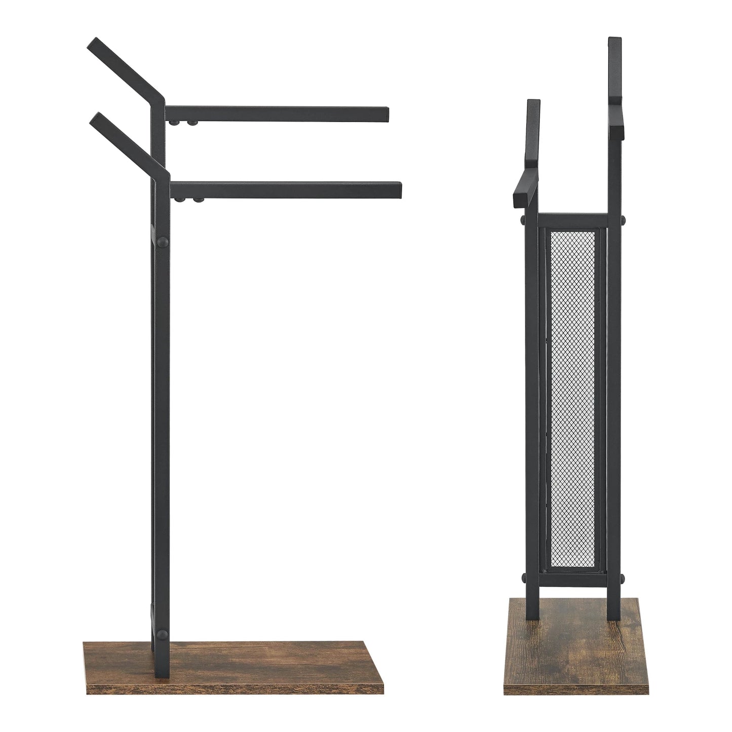 In And OutdoorMatch Staand Handdoekenrek Tyrell - 88x40x20cm - Zwart en Houtkleurig - Modern Design towel rack