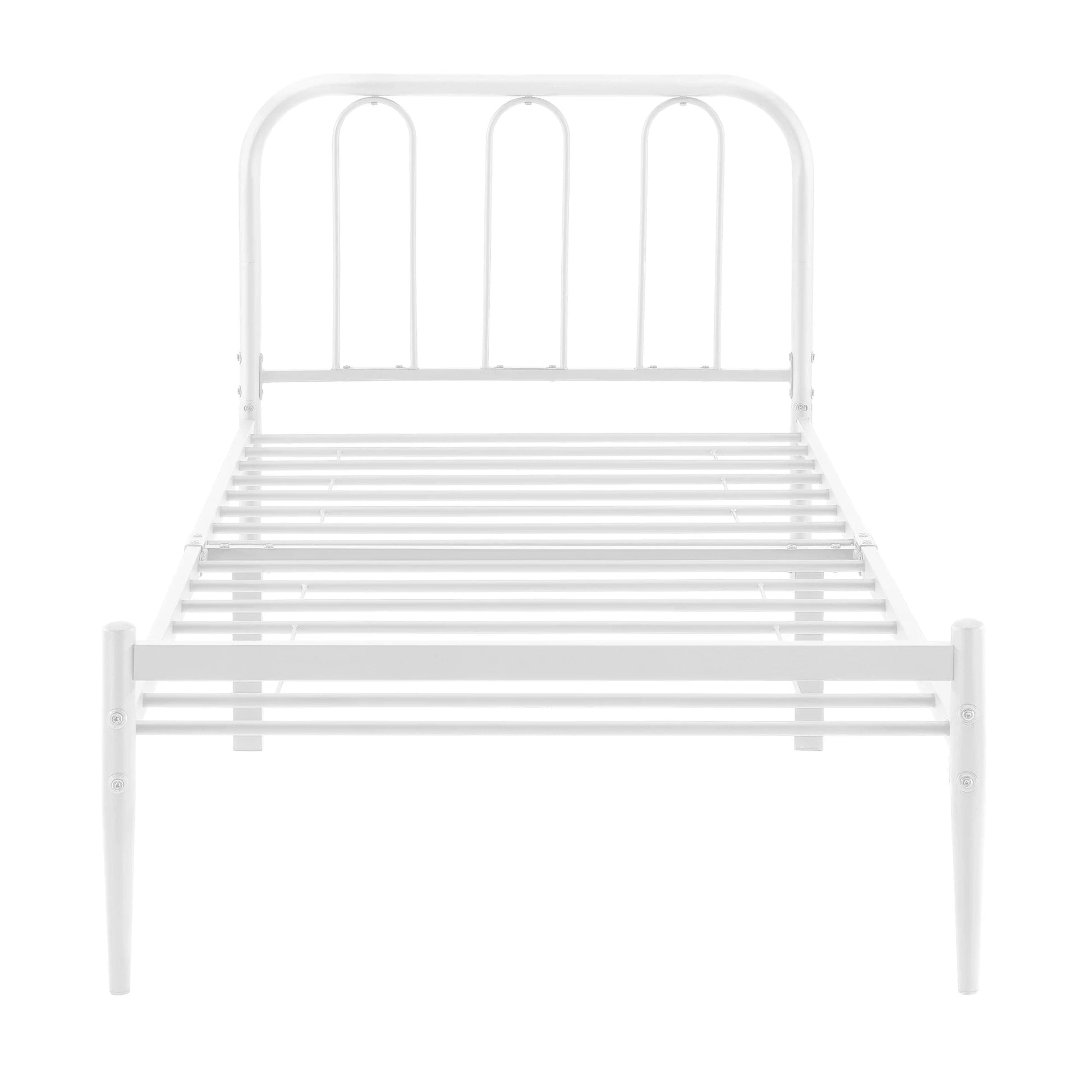 In And OutdoorMatch Stalen Bed Ora - Bedframe - Met bedbodem - 90x200 cm - Wit - Modern design Bedframe