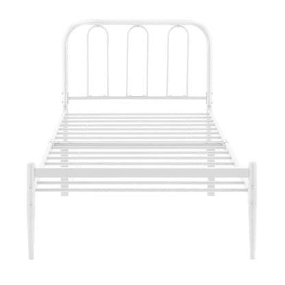 In And OutdoorMatch Stalen Bed Ora - Bedframe - Met bedbodem - 90x200 cm - Wit - Modern design Bedframe