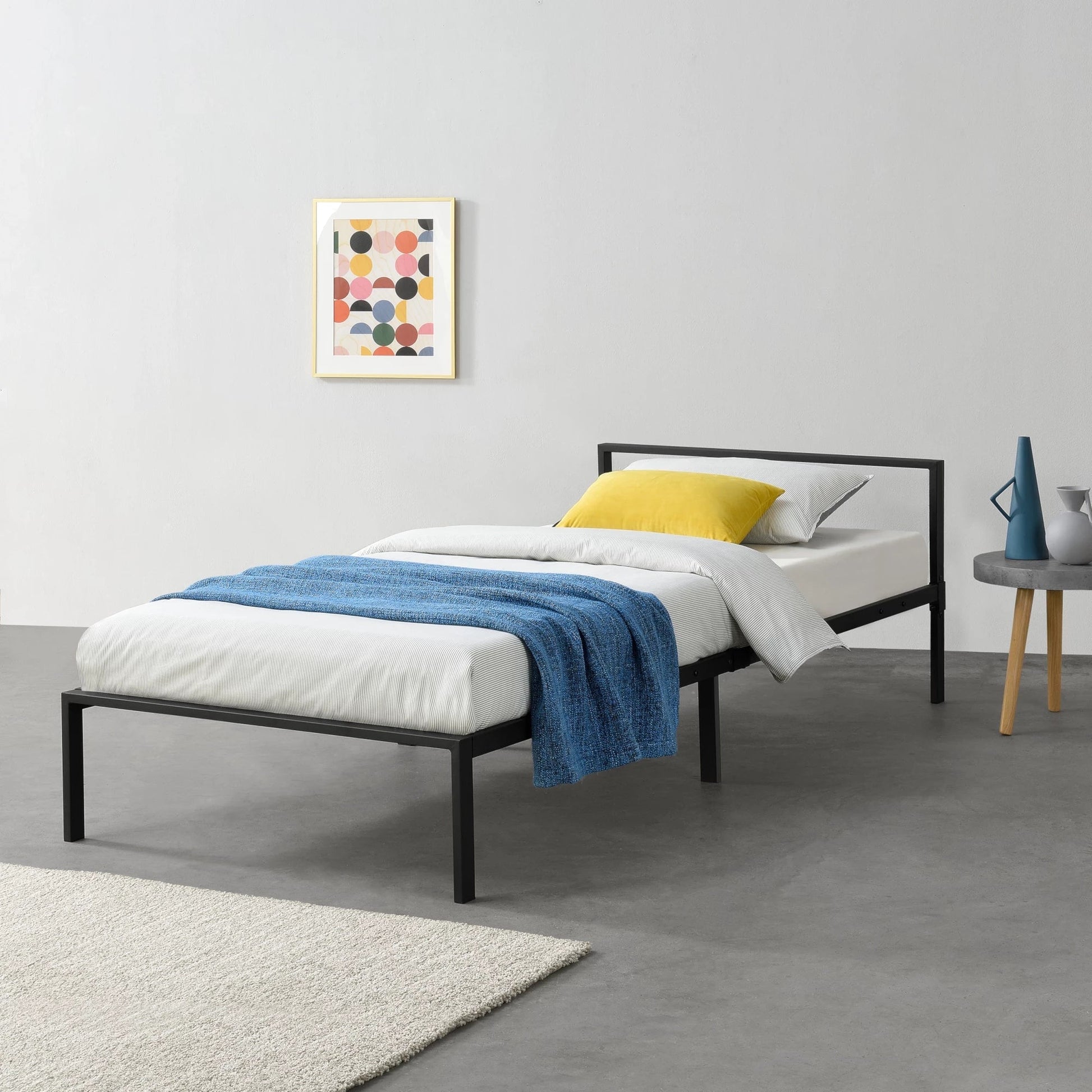 In And OutdoorMatch Stalen bed Carole - Bedframe - Met bedbodem - 90x200 cm - Zwart - Modern design Bedframe