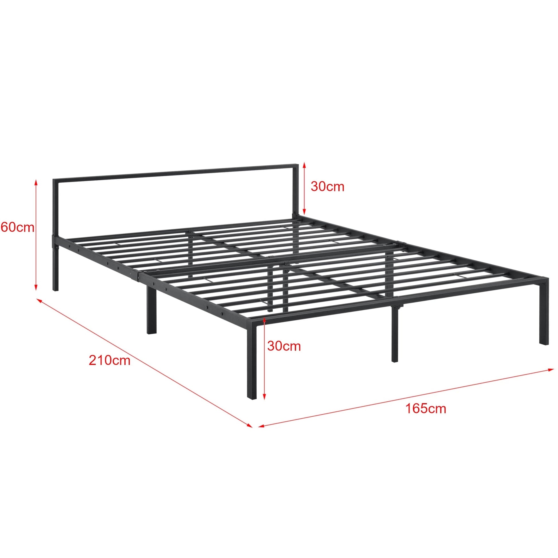 In And OutdoorMatch Stalen bed Ricky - Bedframe - Met bedbodem - 160x200 cm - Matzwart - Modern design Bedframe