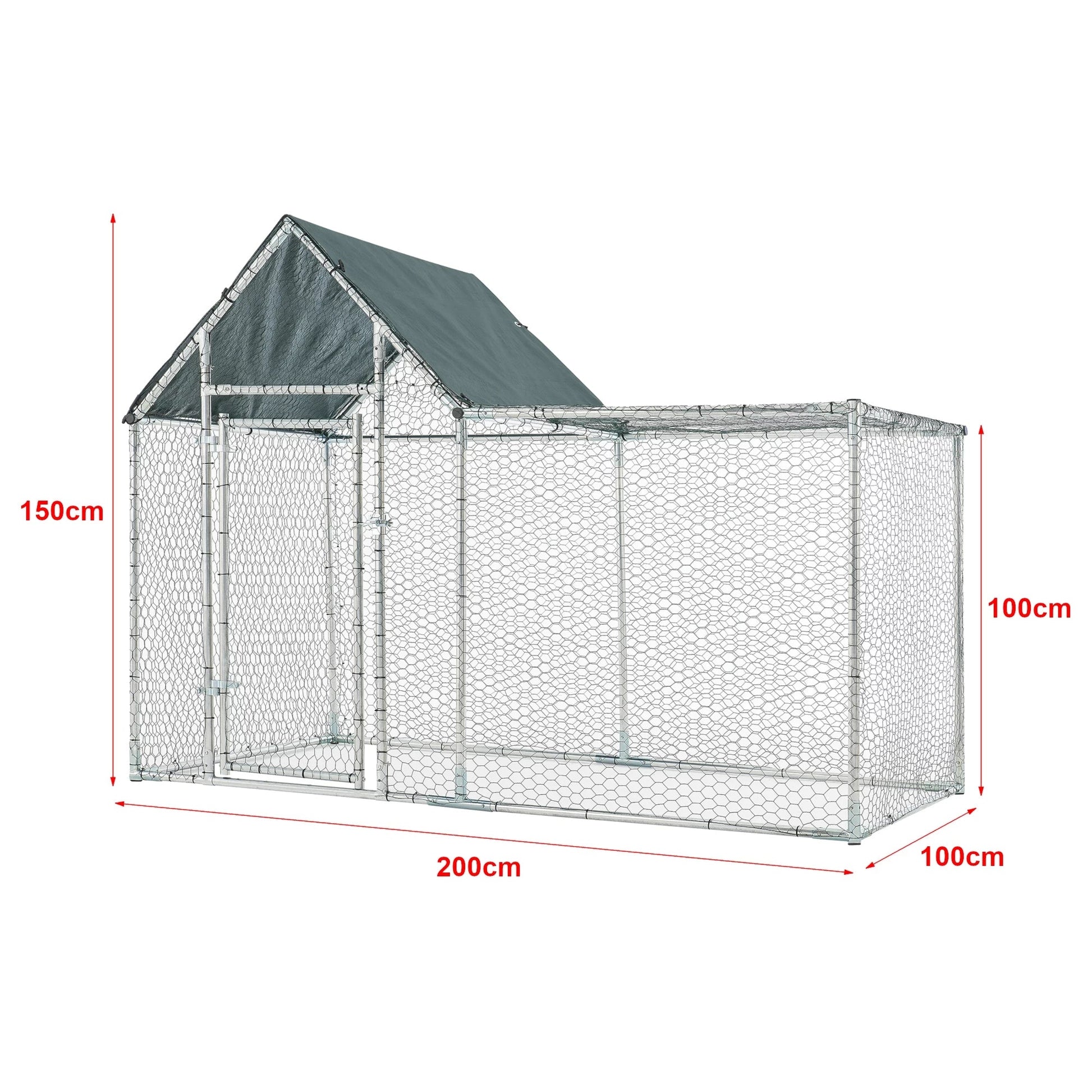 In And OutdoorMatch Stalen kippenhok Cale - Buitenverblijf - 2x1x1-15 m - UV-bestendig - Waterdicht Dierenkooi