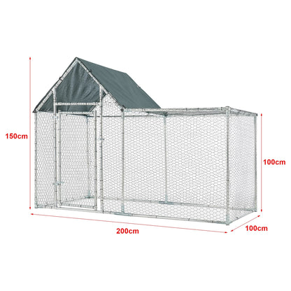 In And OutdoorMatch Stalen kippenhok Cale - Buitenverblijf - 2x1x1-15 m - UV-bestendig - Waterdicht Dierenkooi