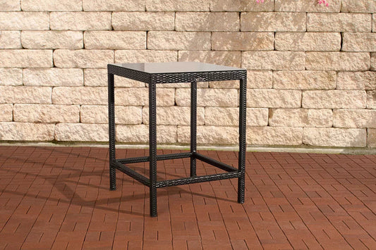 In And OutdoorMatch Statafel Pablo - Vierkant - Bartafel voor Binnen & Buiten - Wicker/glas - Feesttafel - Grijs - 84x84x110cm Bar table