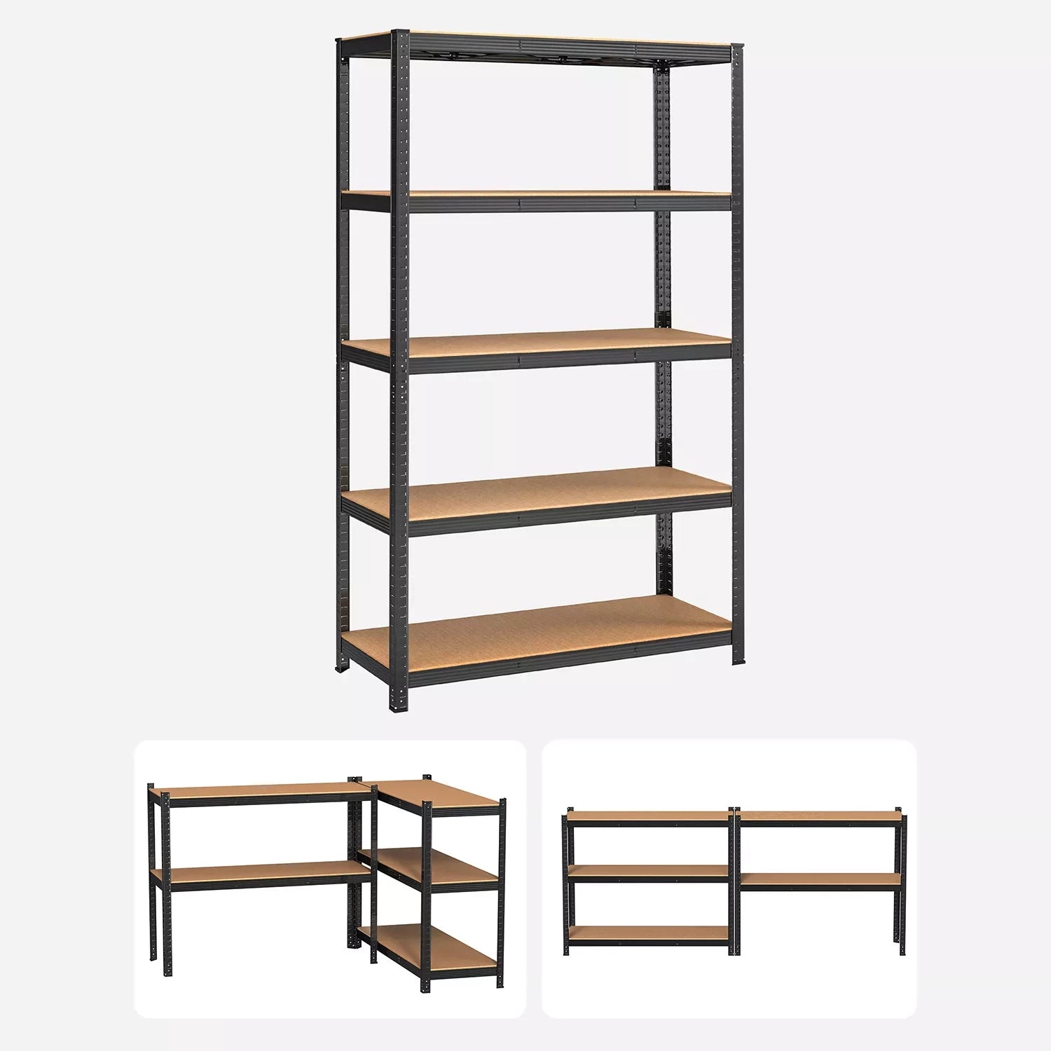 In And OutdoorMatch Stellingkast Fidel - 60x120x200cm - Set van 2 - Opbergrek - Metaal - 875 kg draagvermogen - 5 Verstelbare lagen storage rack