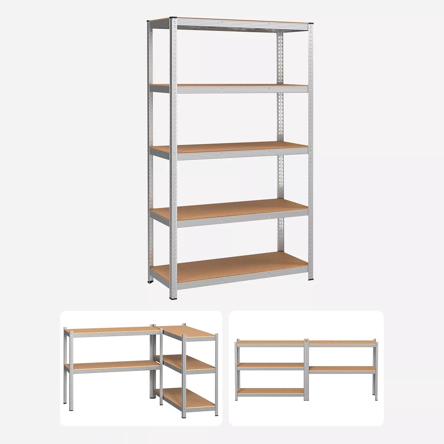 In And OutdoorMatch Stellingkast Jewel - 60x120x200cm - Set van 2 - Opbergrek - Metaal - 875 kg draagvermogen - 5 Verstelbare lagen storage rack