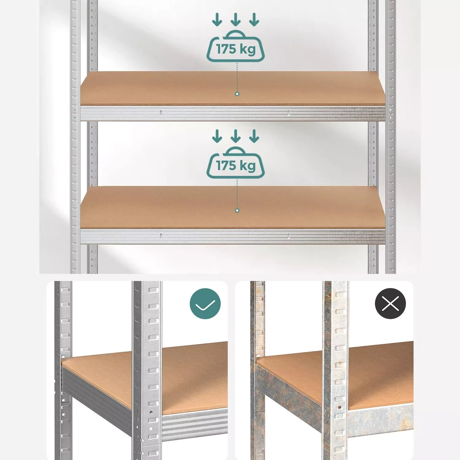 In And OutdoorMatch Stellingkast Jewel - 60x120x200cm - Set van 2 - Opbergrek - Metaal - 875 kg draagvermogen - 5 Verstelbare lagen storage rack