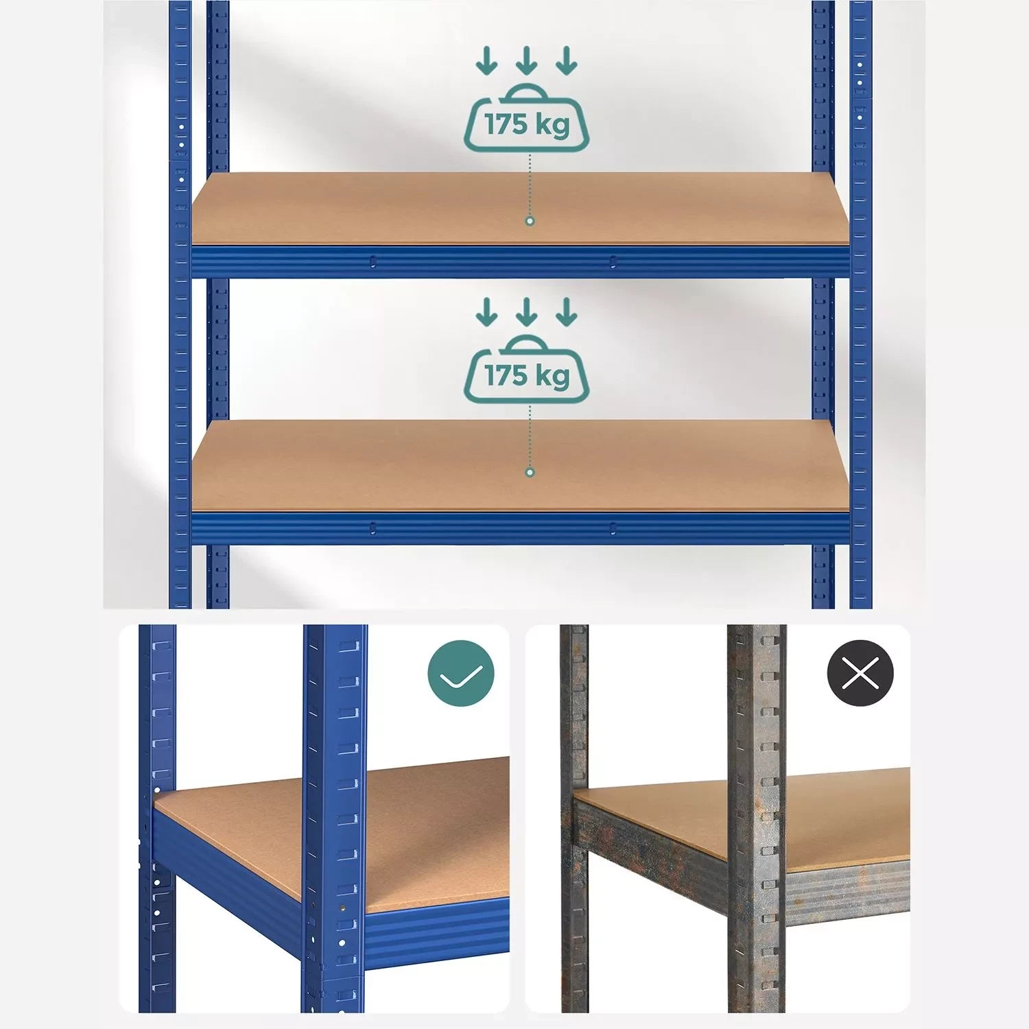 In And OutdoorMatch Stellingkast Kristofer - 60x120x200cm - Set van 2 - Opbergrek - Metaal - 875 kg draagvermogen - 5 Verstelbare lagen storage rack