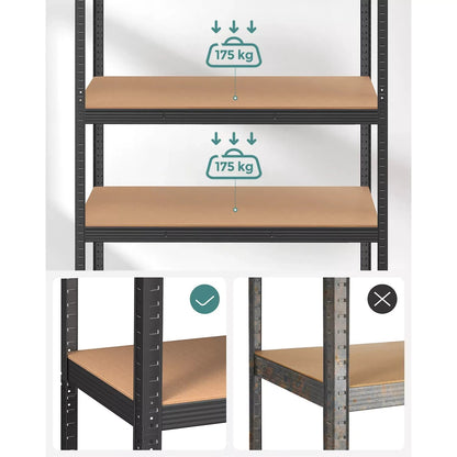 In And OutdoorMatch Stellingkast Valentine - 60x120x200cm - Opbergrek - Metaal - 875 kg draagvermogen - 5 Verstelbare lagen storage rack