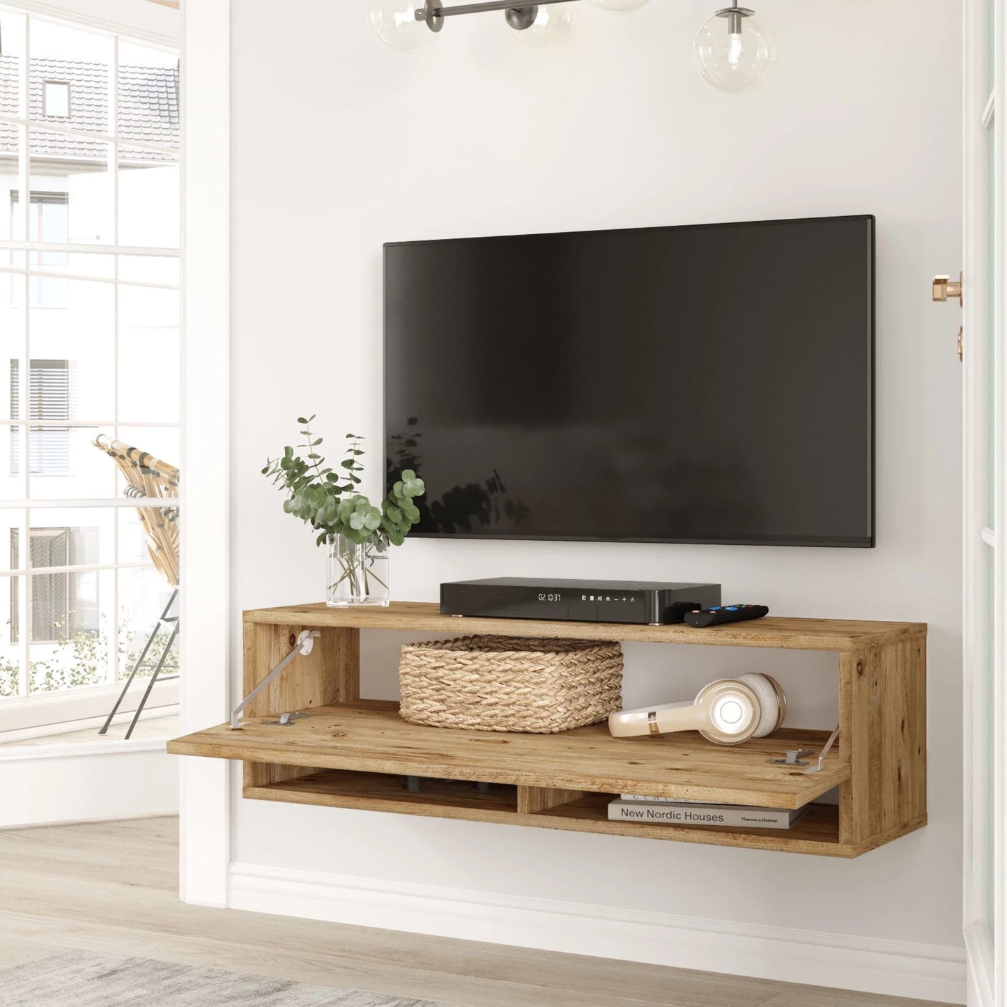 In And OutdoorMatch TV Kast Alfeo - TV Meubel - TV meubel - 2 Opbergvakken - 100x31,5x29,5cm - Houtkleurig - Sierkast TV-meubel