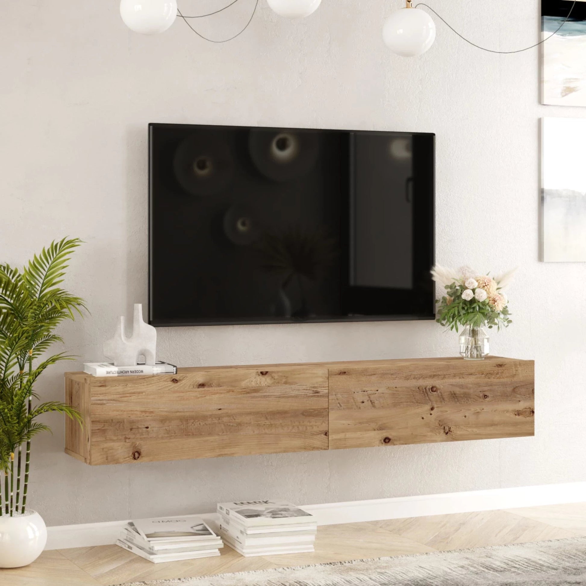 In And OutdoorMatch TV Kast Avax - TV Meubel - TV meubel - 180x31,5x29,5cm - Houtkleurig - Spaanplaat - Sierkast TV-meubel