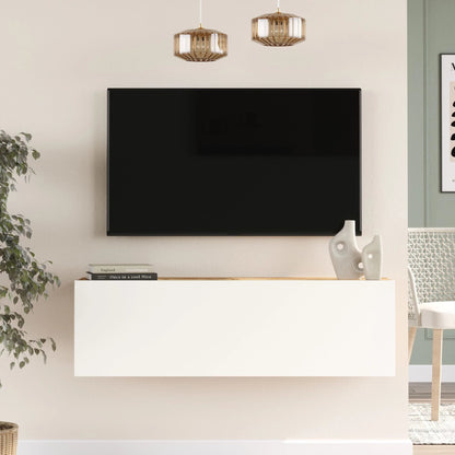 In And OutdoorMatch TV Kast Bruno - TV Meubel - TV meubel - 100x31.5x29.5cm - Houtkleurig en Wit - Spaanplaat - Sierkast TV-meubel