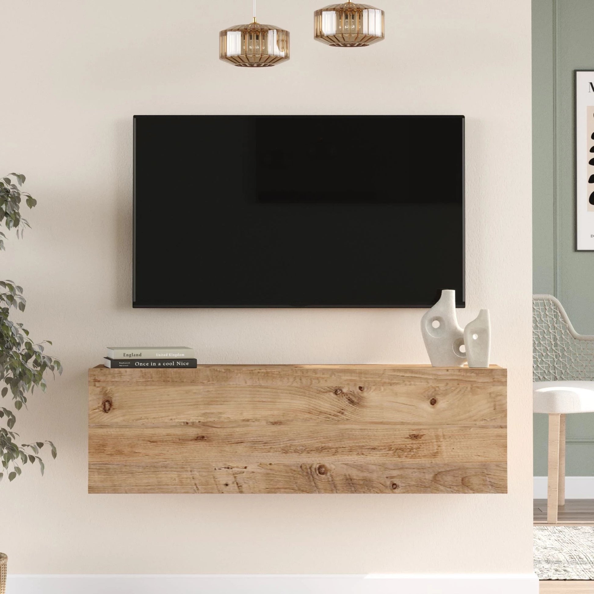 In And OutdoorMatch TV Kast Clear - TV Meubel - TV meubel - 100x31,5x29,5cm - Houtkleurig - Spaanplaat - Sierkast TV-meubel