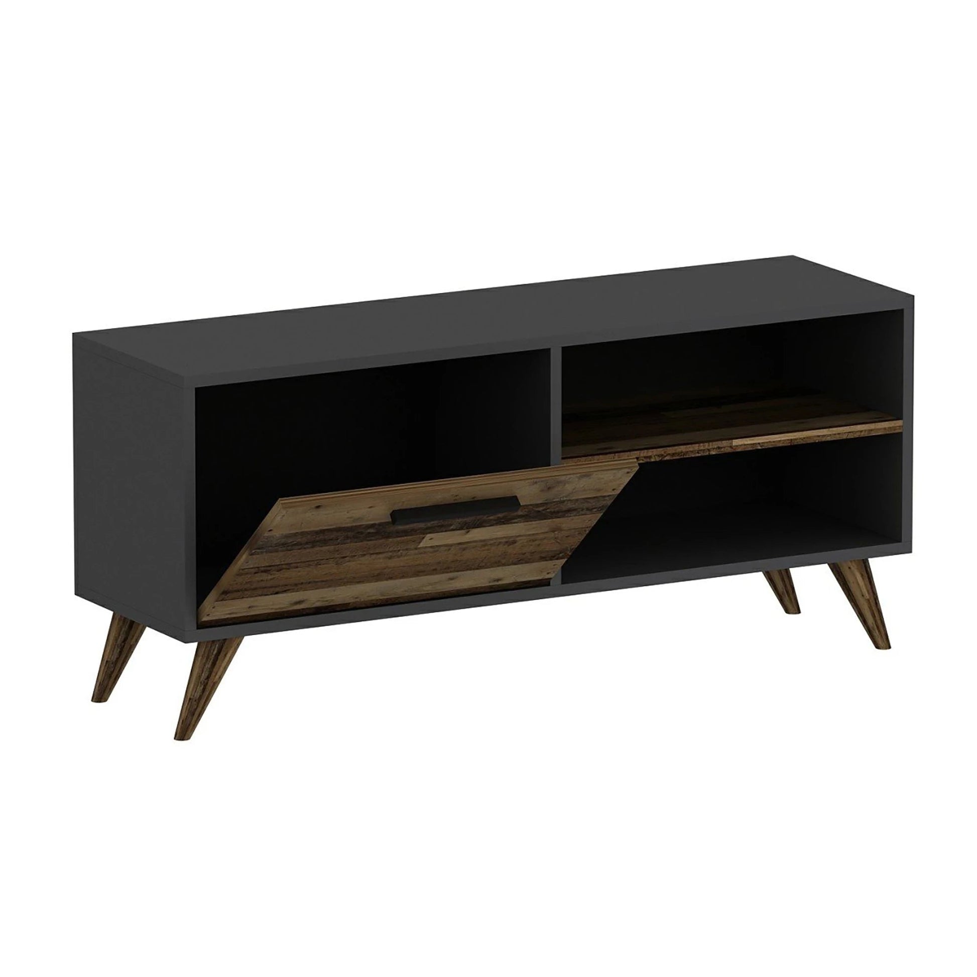 In And OutdoorMatch TV Kast Emmie - 120x35x50 cm - Antraciet en Houtkleurig - Spaanplaat en Kunststof - Modern Design TV-meubel