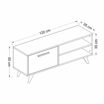 In And OutdoorMatch TV Kast Emmie - 120x35x50 cm - Antraciet en Houtkleurig - Spaanplaat en Kunststof - Modern Design TV-meubel