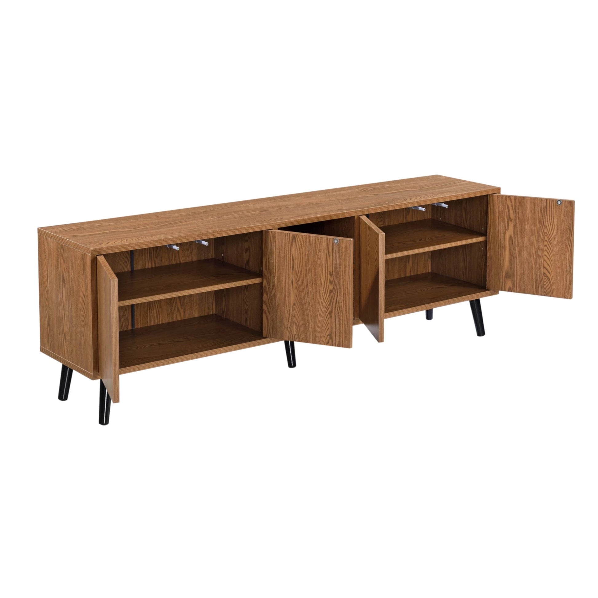 In And OutdoorMatch TV Kast Estefania - Push and Open - 140x30x45,5 cm - Houtkleurig en Zwart - Spaanplaat en Hout - Stijlvol Design TV cabinet