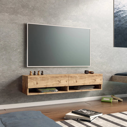 In And OutdoorMatch TV Kast Giggs - TV Meubel - TV meubel - 2 Opbergvakken - 140x31,5x29,5cm - Houtkleurig - Sierkast TV-meubel