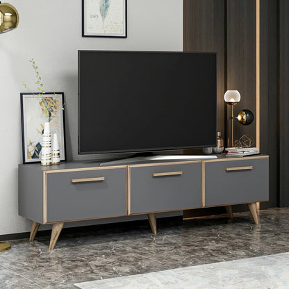 In And OutdoorMatch TV Meubel Dusty - 160x37x45 cm - Antraciet en Houtkleurig - Spaanplaat en Kunststof - Stijlvol Design TV-meubel