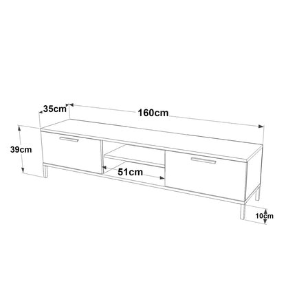 In And OutdoorMatch TV meubel Lucio - 160x35x39cm - Houtkleur en Antraciet - Spaanplaat en Staal - Stijlvol design TV cabinet