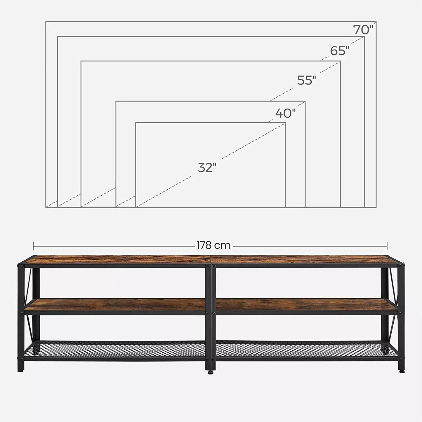 In And OutdoorMatch TV-meubel Otho - Industrieel - Meubelkast - Hout - Bruin - 178x39x52 cm TV-meubel