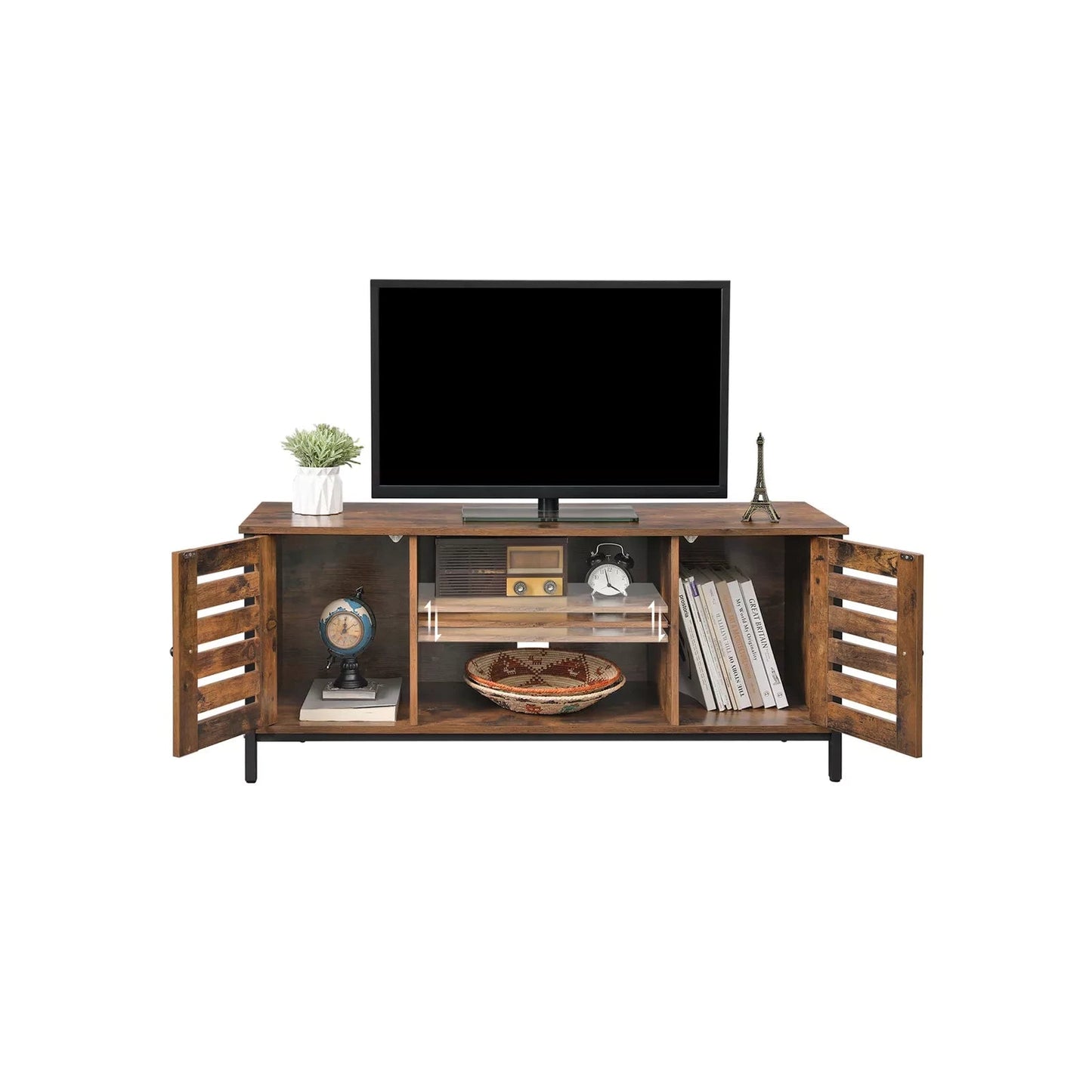 In And OutdoorMatch TV-meubel industrieel Jiska - Meubelkast - Hout - Bruin/zwart - 50x11x40cm TV-meubel