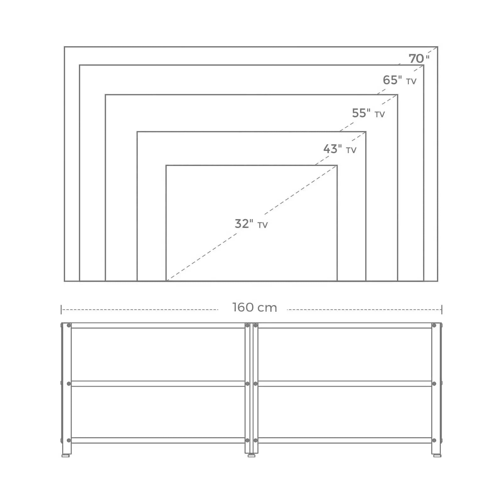 In And OutdoorMatch TV-meubel industrieel Wheelsy - Meubelkast - Hout - Bruin/zwart - 160x39x52cm TV-meubel