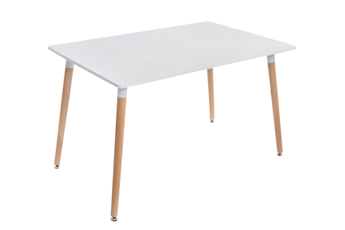 In And OutdoorMatch Tafel Boudewijn - 120x80x75cm - Mat Wit en Houtkleurig - Stijlvol Design Eettafel/ Eetkamertafel