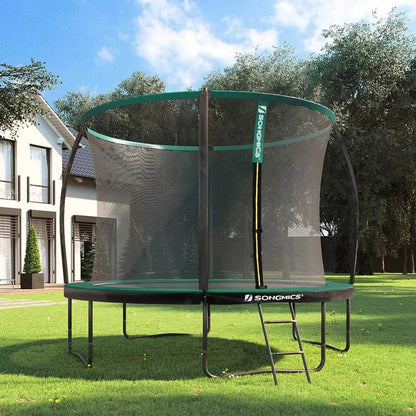 In And OutdoorMatch Trampoline Albina - Met veiligheidsnet & ladder - 305 cm groen - Rond - Tot 150 kg belasting selecteren Trampoline