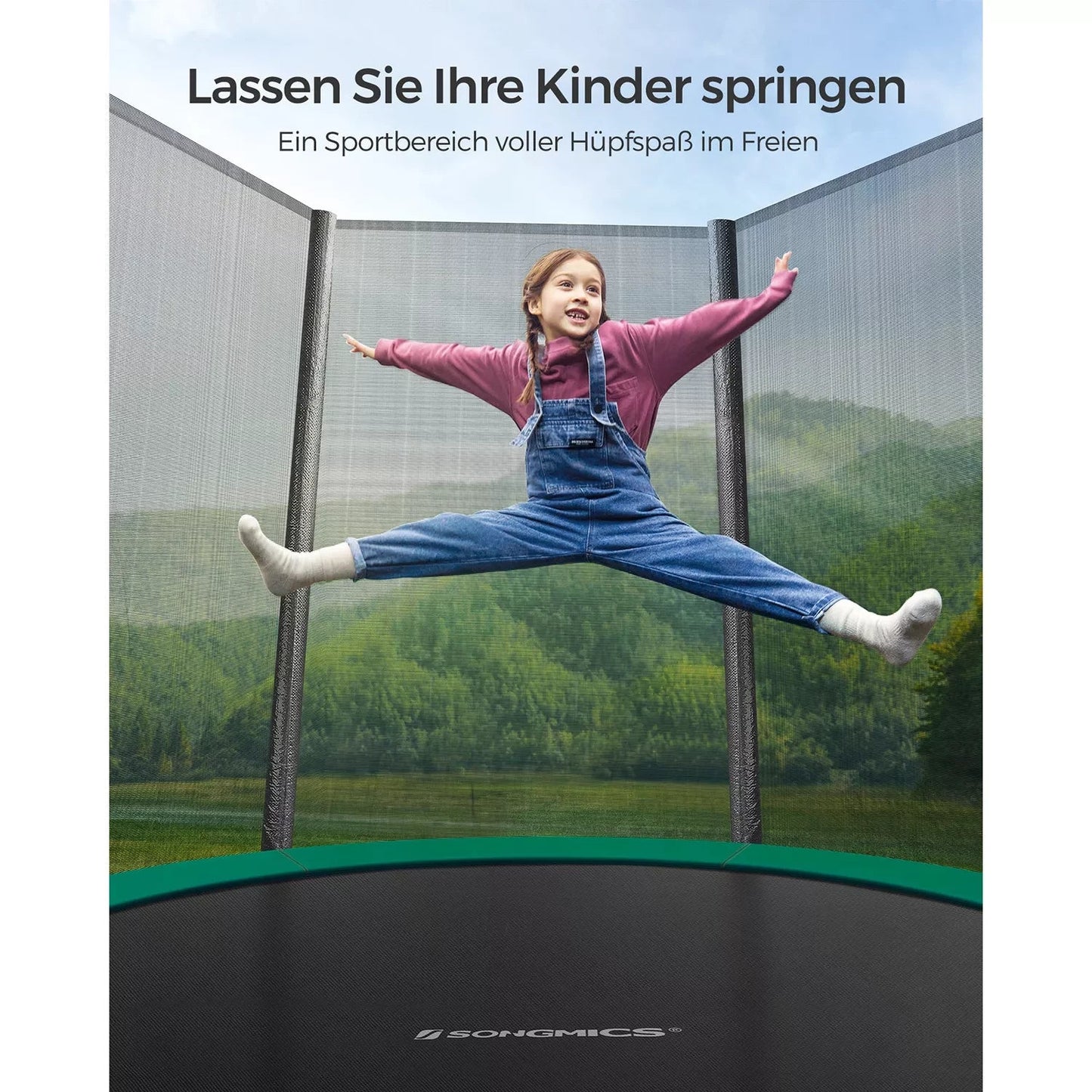 In And OutdoorMatch Trampoline Cordia - 183 cm groen - met veiligheidsnet & ladder - tot 100 kg belasting Trampoline