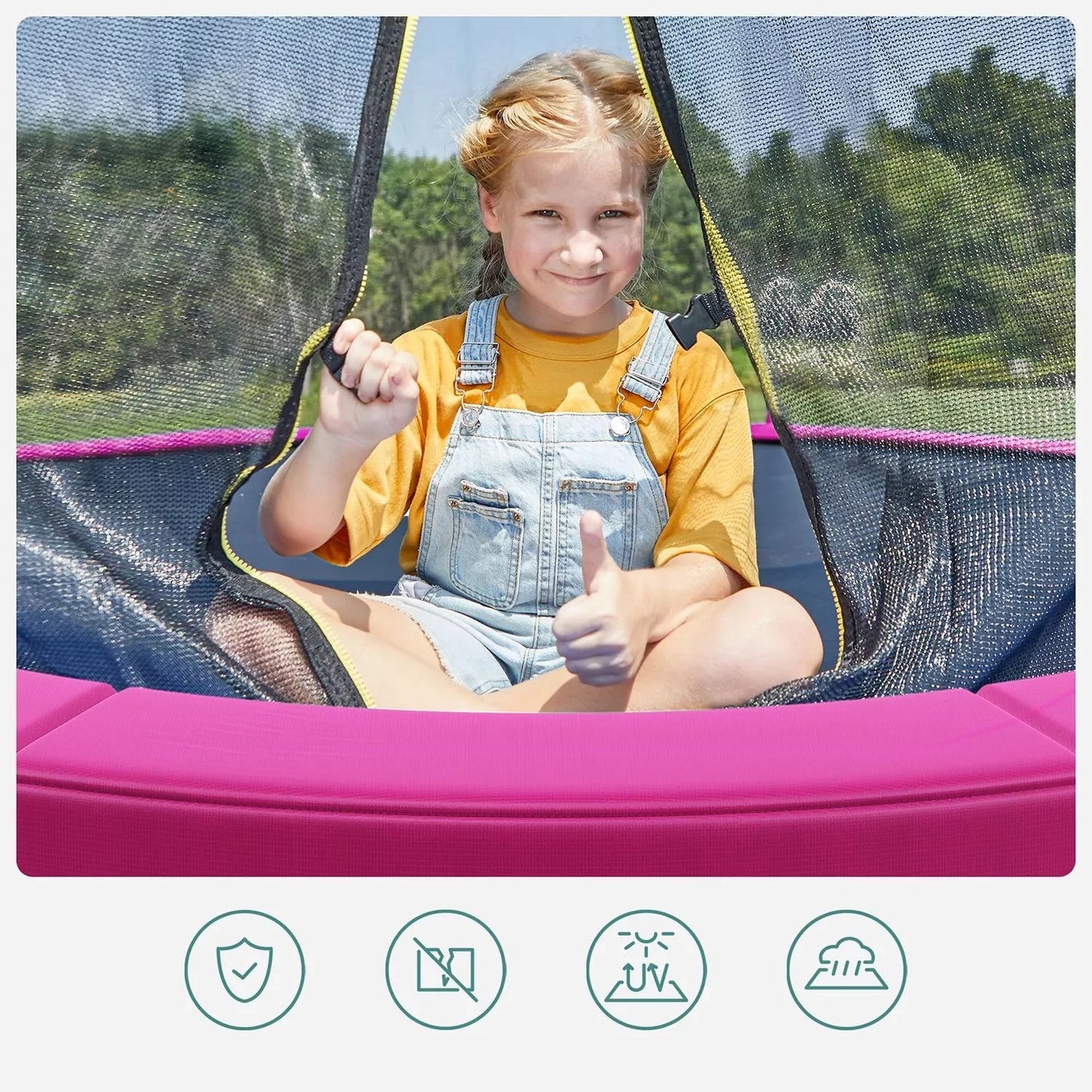 In And OutdoorMatch Trampoline Edge Cover Emely - Spring Cover - Randbescherming - Veiligheidsmat - UV-bestendig - Scheurbestendig - Trampoline-accessoires - Standaardmaat - Roze Trampoline rand