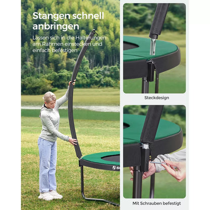 In And OutdoorMatch Trampoline Jordi - 244 cm groen - met veiligheidsnet & ladder - tot 80 kg belasting Trampoline