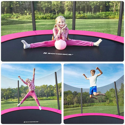 In And OutdoorMatch Trampoline Lela - 366 cm - met veiligheidsnet & ladder - Roze - Rond - Tuin - tot 150 kg belasting Trampoline