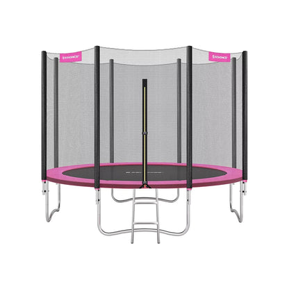 In And OutdoorMatch Trampoline Lela - 366 cm - met veiligheidsnet & ladder - Roze - Rond - Tuin - tot 150 kg belasting Trampoline