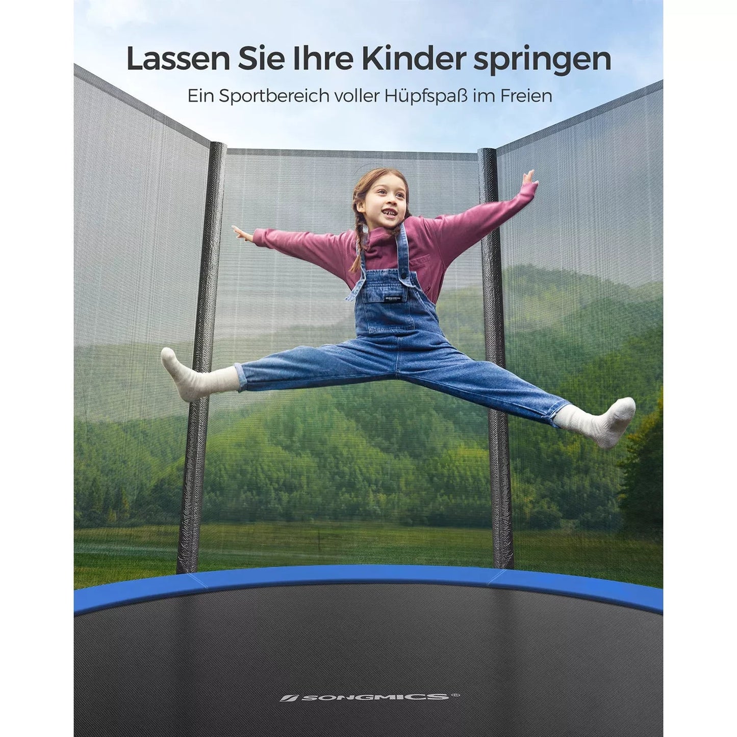 In And OutdoorMatch Trampoline Sam - 183 cm - met veiligheidsnet & ladder - blauw - tot 150 kg belasting Trampoline