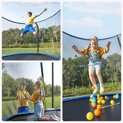 In And OutdoorMatch Trampoline Toni - 366 cm - Blauw - Trampoline met veiligheidsnet en ladder - gewatteerd frame - voor kinderen en volwassenen - binnennet Trampoline