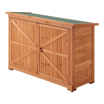 In And OutdoorMatch Tuinhuis Arnulfo - 128x50x88 cm - Houtkleur - Grenen en Bitumen - Klassiek Design Garden Storage box