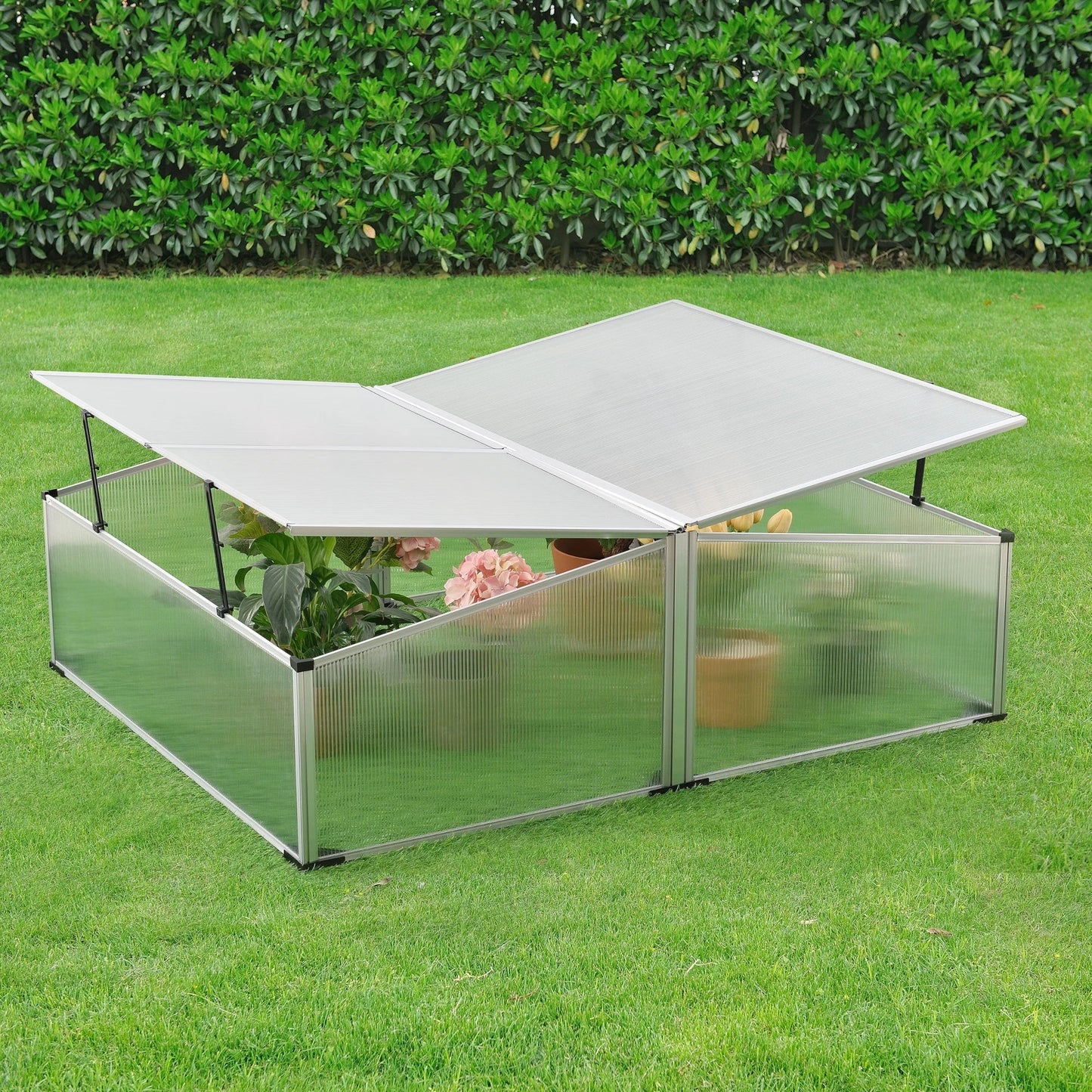 In And OutdoorMatch Tuinkas Gamon - Mini Kas - 100x120x30-40 cm - Aluminium Polycarbonaat - Weerbestendig Garden Storage box